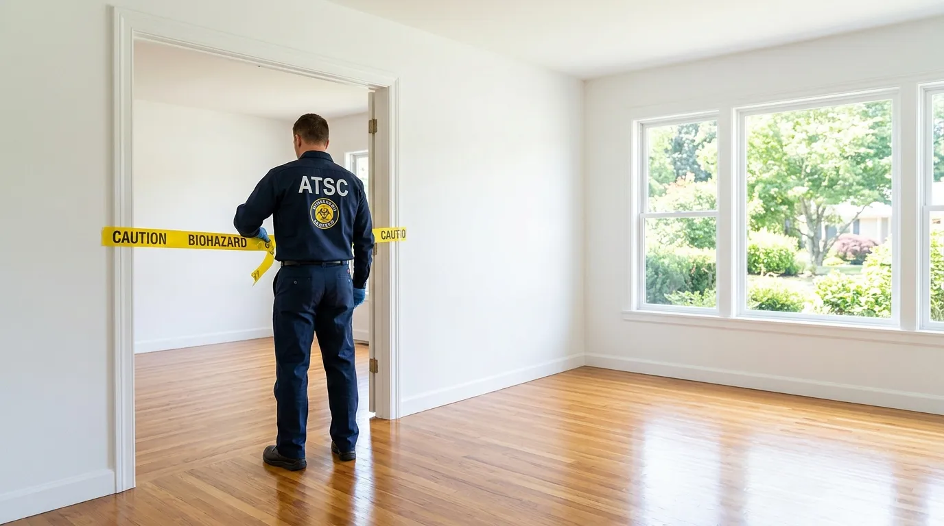 Certified biohazard cleanup crew performing Decomposition Cleanup in Westwood Lake